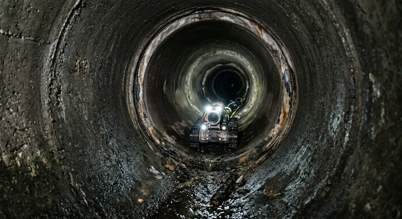 Robotic sewer camera inspecting pipe interior for Sewer Line Cleaning in Harwood Heights